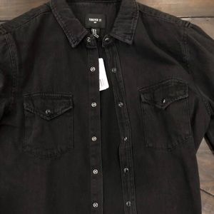 Brand new men’s button down black denim jacket